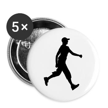 Wanderer mit Mütze auf Schattenfigur Logo - Buttons groß 56 mm (5er Pack) - Weiß - Vorne