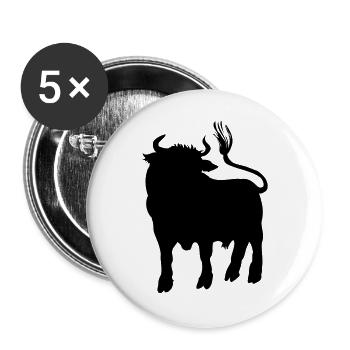 Image d’ombre de taureau, ferme de logo ou boucher - Lot de 5 grands badges (56 mm) - blanc - Devant