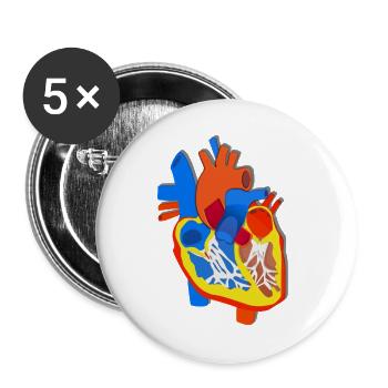 Colored Heart Anatomy Illustration - Buttons large 2.2''/56 mm (5-pack) - white - Front