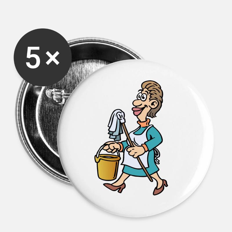 Cleaning lady cleaner - Buttons large 2.2''/56 mm (5-pack) - white