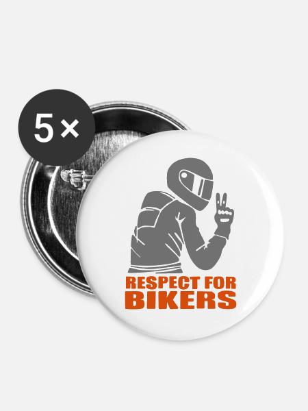 Respekt Biker - Buttons groß 56 mm (5er Pack) - Weiß