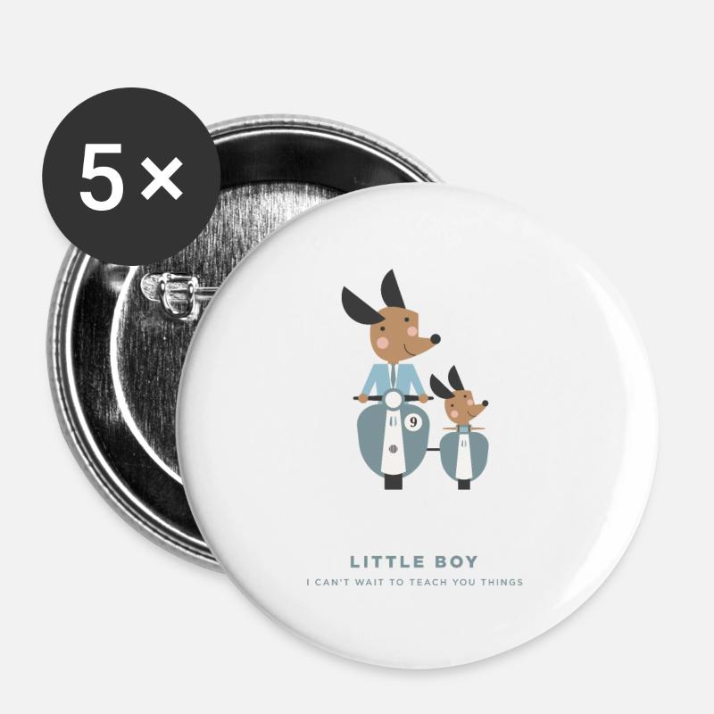 LITTLE BOY, FATHER AND SON - Buttons large 2.2''/56 mm (5-pack) - white
