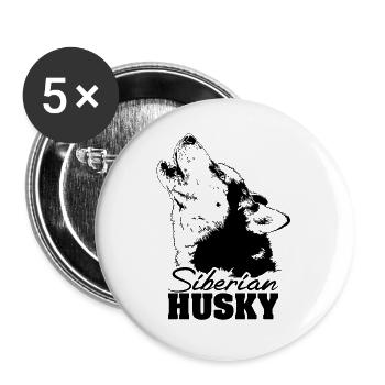 SIBERIAN HUSKY heulend Schlittenhunde Wilsigns - Buttons groß 56 mm (5er Pack) - Weiß - Vorne