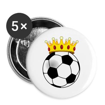 Football with crown for king or queen - Buttons large 2.2''/56 mm (5-pack) - white - Front