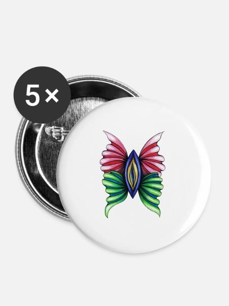 Butterfly Vulva - Buttons groß 56 mm (5er Pack) - Weiß