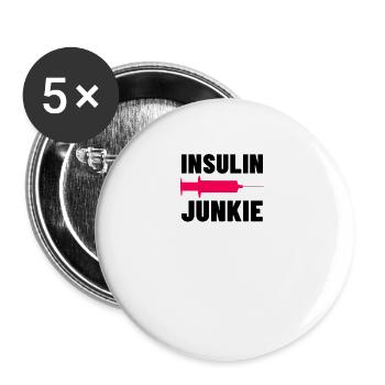 Insulin Diabetes zucker nadel lustig geschenk - Buttons groß 56 mm (5er Pack) - Weiß - Vorne