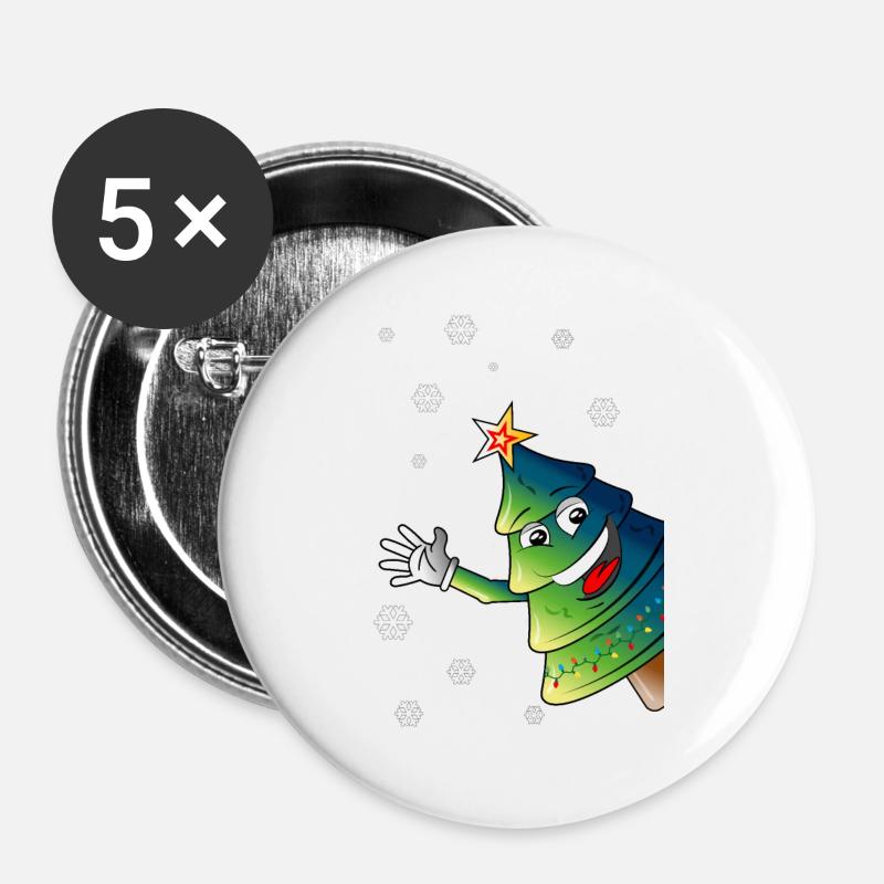 merry christmas tree sways in snow - christmas - Buttons large 2.2''/56 mm (5-pack) - white