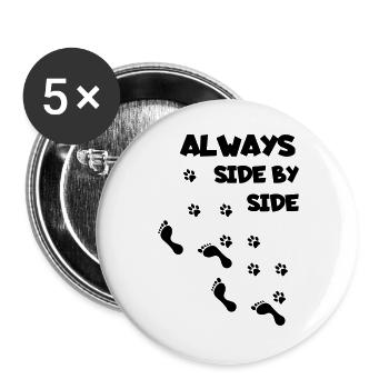 Always side by side with your dog, dog love * - Buttons large 2.2''/56 mm (5-pack) - white - Front