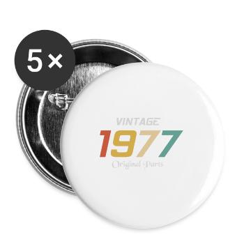 Vintage 1977 Originalteile Tee Geburtstagsgeschenk Retr - Buttons groß 56 mm (5er Pack) - Weiß - Vorne