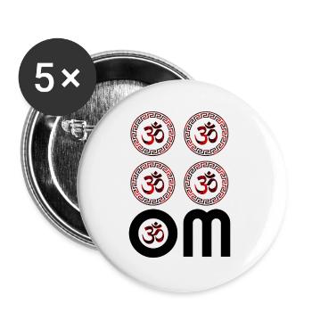 OM rouge, Om, Om hindou, symbole Om, Yoga, OM - Lot de 5 grands badges (56 mm) - blanc - Devant