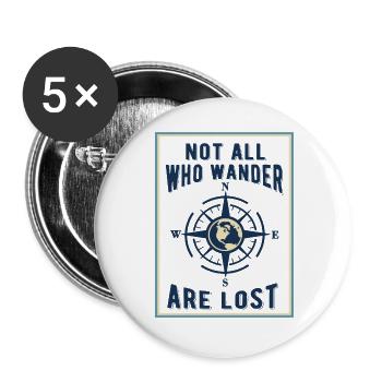 Compass Not All Who Wander - Buttons large 2.2''/56 mm (5-pack) - white - Front