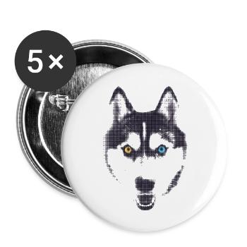 Husky mit Heterochromie Husky Fan Geschenk - Buttons groß 56 mm (5er Pack) - Weiß - Vorne