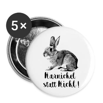 Karnickl statt Kickl! - Buttons groß 56 mm (5er Pack) - Weiß - Vorne