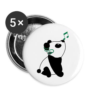 Panda with cochlear implant - Buttons large 2.2''/56 mm (5-pack) - white - Front