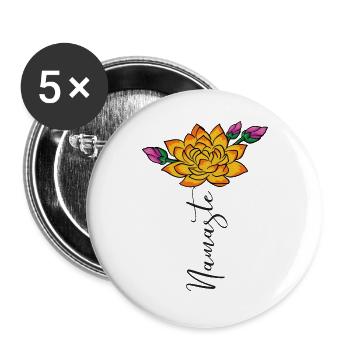 Lotus Namaste - Buttons large 2.2''/56 mm (5-pack) - white - Front