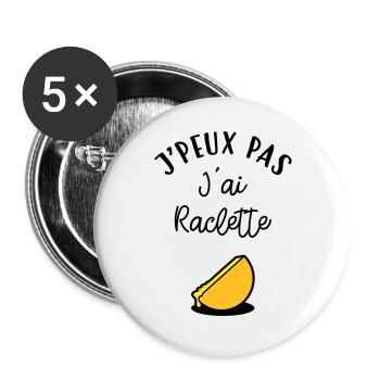 J'peux pas J'ai Raclette - Lot de 5 grands badges (56 mm) - blanc - Devant