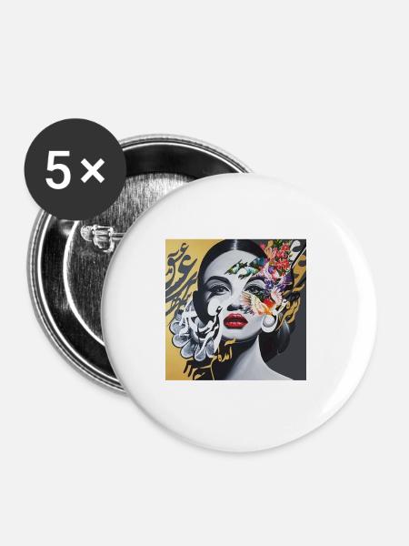 Calligraphy Persian Woman - Buttons large 2.2''/56 mm (5-pack) - white