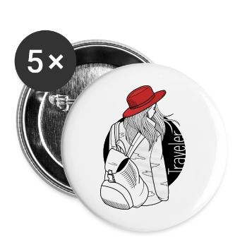 Reisenden - Buttons groß 56 mm (5er Pack) - Weiß - Vorne