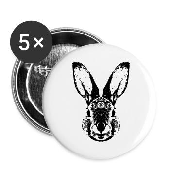 Hare / Rabbit / Rabbit / Bunnie - Buttons large 2.2''/56 mm (5-pack) - white - Front