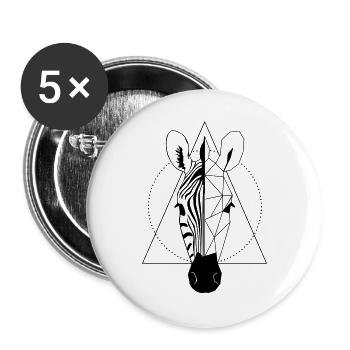 Zèbre - Lot de 5 grands badges (56 mm) - blanc - Devant