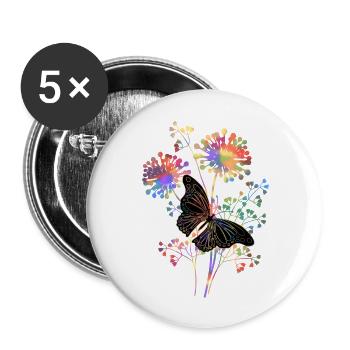 Schmetterling - Buttons groß 56 mm (5er Pack) - Weiß - Vorne