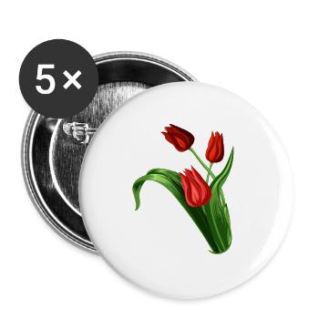 Illustration élégante de tulipes rouges - Lot de 5 grands badges (56 mm) - blanc - Devant