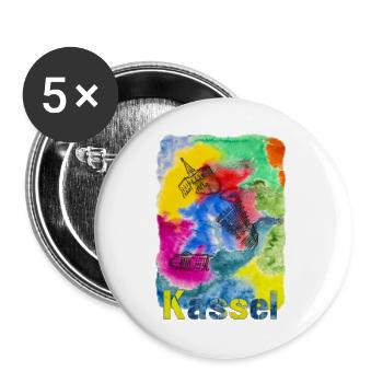 Kassel - ein Aquarell für eine wunderschöne Stadt - Buttons groß 56 mm (5er Pack) - Weiß - Vorne