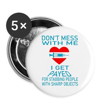 Nurse Nurse Doctor - Buttons large 2.2''/56 mm (5-pack) - white - Front