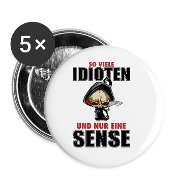 So viele Idioten und nur eine Sense Reaper Fun - Buttons groß 56 mm (5er Pack) - Weiß - Vorne