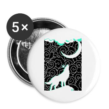 Yawling Wolf - Lot de 5 grands badges (56 mm) - blanc - Devant