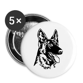 Hollandse Herder Kopf - Buttons groß 56 mm (5er Pack) - Weiß - Vorne