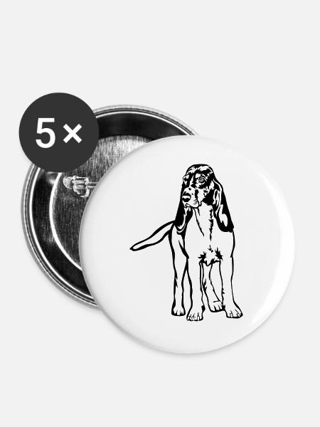 Berner Laufhund - Buttons groß 56 mm (5er Pack) - Weiß