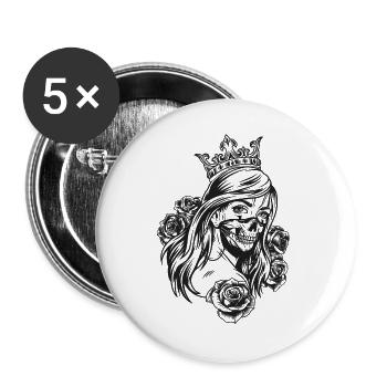 Queen Kopf (Partnermotiv) - Buttons groß 56 mm (5er Pack) - Weiß - Vorne