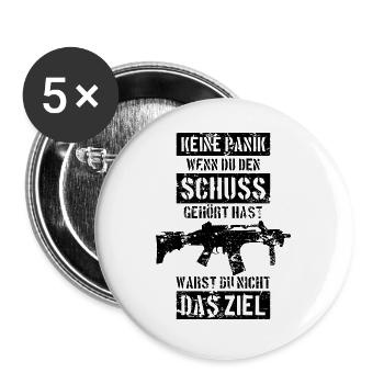 BUNDESWEHR SOLDATEN SCHUSS ZIEL MASCHINENGEWEHR - Buttons groß 56 mm (5er Pack) - Weiß - Vorne