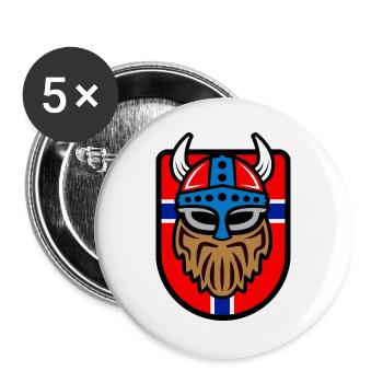 Logo viking cool avec drapeau norvégien - Lot de 5 grands badges (56 mm) - blanc - Devant