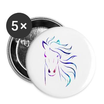 Pferd - Buttons groß 56 mm (5er Pack) - Weiß - Vorne