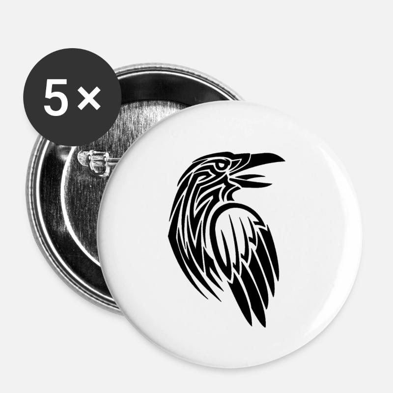 Viking Raven - Buttons large 2.2''/56 mm (5-pack) - white
