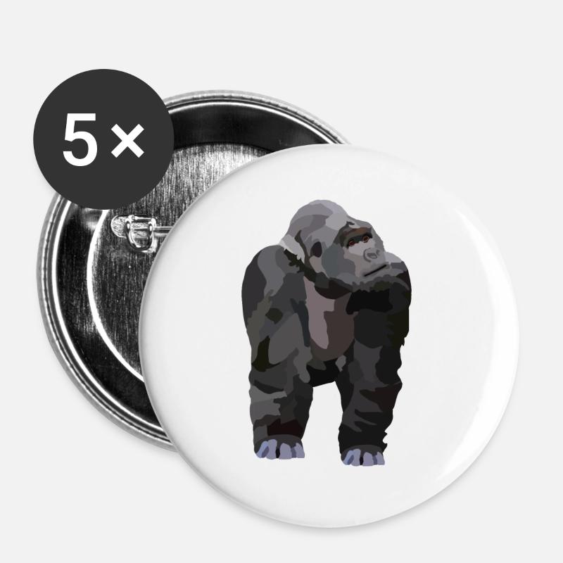 Gio, the gorilla - Buttons large 2.2''/56 mm (5-pack) - white