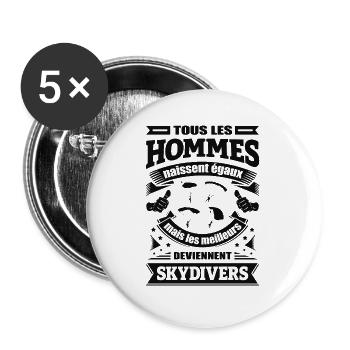 LES MEILLEURS HOMMES DEVIENNENT SKYDIVERS - Lot de 5 grands badges (56 mm) - blanc - Devant