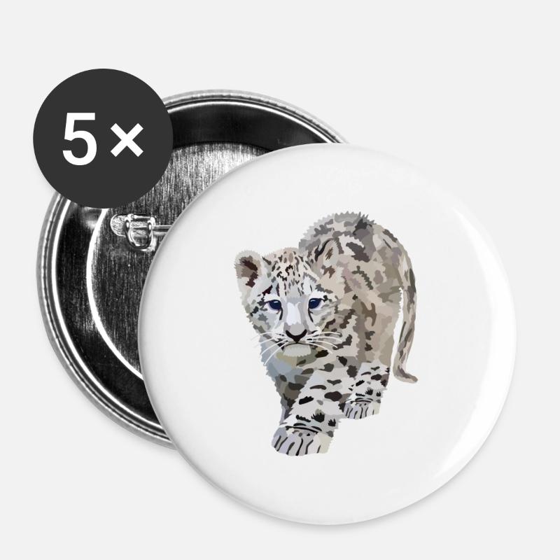 Sia, sne leopard - Buttons/Badges stor, 56 mm (5-pack) - hvid
