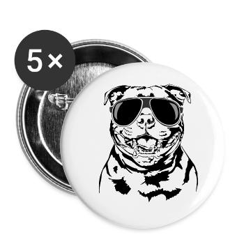 STAFFORDSHIRE BULL TERRIER cool Hunde Wilsigns - Buttons groß 56 mm (5er Pack) - Weiß - Vorne