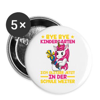 EINHORN SCHULE by The Manzanita´s - Buttons groß 56 mm (5er Pack) - Weiß - Vorne