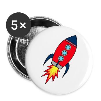 Lanceuse de fusée | Lancement de missiles | École de fusées pour enfants - Lot de 5 grands badges (56 mm) - blanc - Devant
