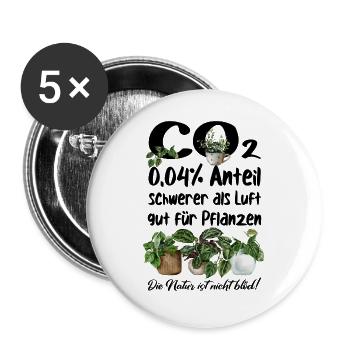 CO2, Pflanzen wachsen - Buttons groß 56 mm (5er Pack) - Weiß - Vorne