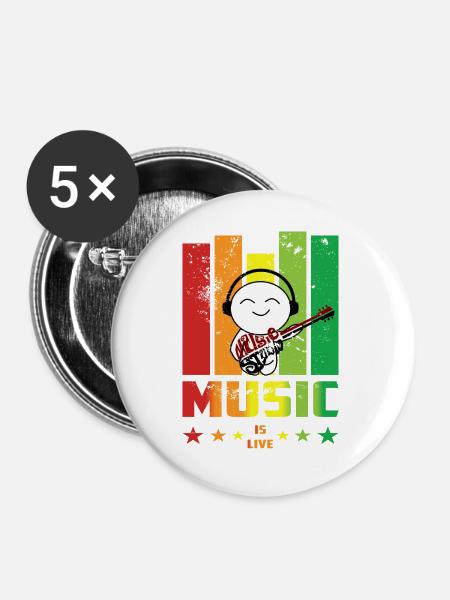 I love Music - Buttons groß 56 mm (5er Pack) - Weiß