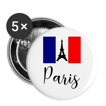 PARIS. CAPITALE. VILLE. FRANCE. PARISIEN. PARIS - Lot de 5 grands badges (56 mm) - blanc - Devant