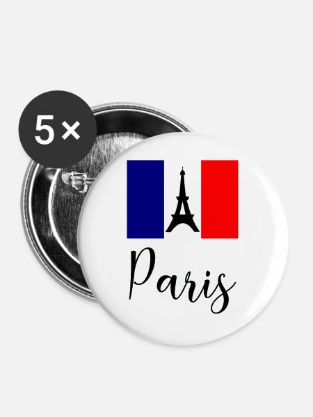PARIS. HAUPTSTADT. STADT. FRANKREICH. PARISER. PARIS - Buttons groß 56 mm (5er Pack) - Weiß