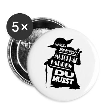 Geschenk Biker Motorrad fahren Motorradfahrer - Buttons groß 56 mm (5er Pack) - Weiß - Vorne