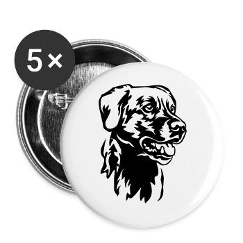 Tête de labrador - Lot de 5 grands badges (56 mm) - blanc - Devant