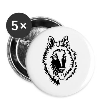 Tervueren tête - Lot de 5 grands badges (56 mm) - blanc - Devant